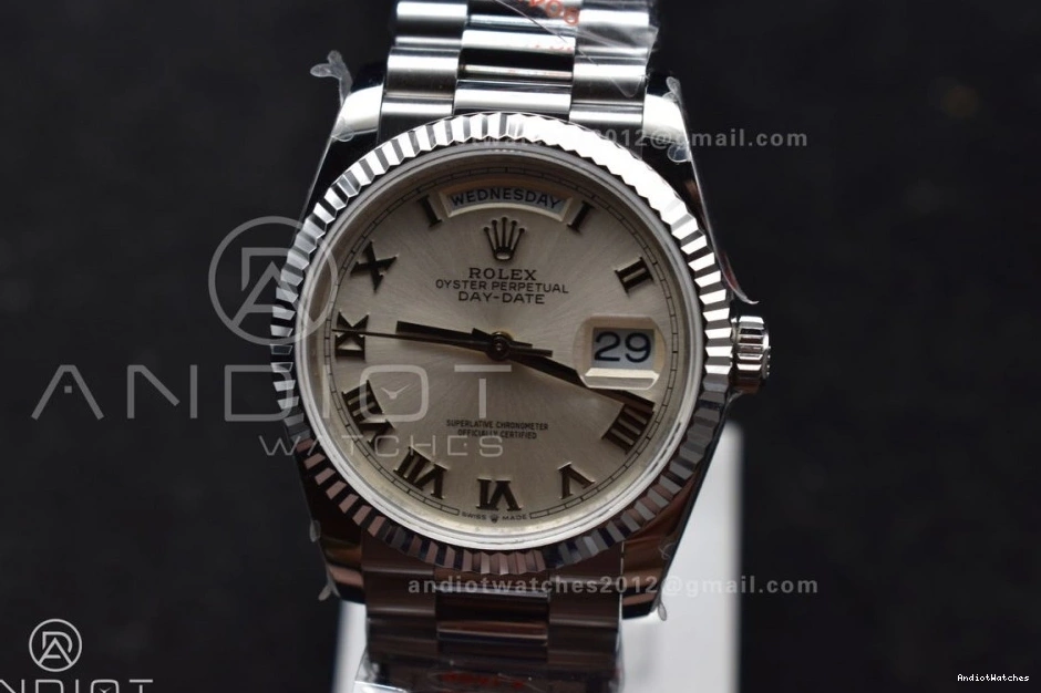 on White (Gain DayDate 688 vr3255 Best Stick V5 President QF 904L SS Dial Roman Weight) Steel Bracelet Unisex 36 Edition 1016
